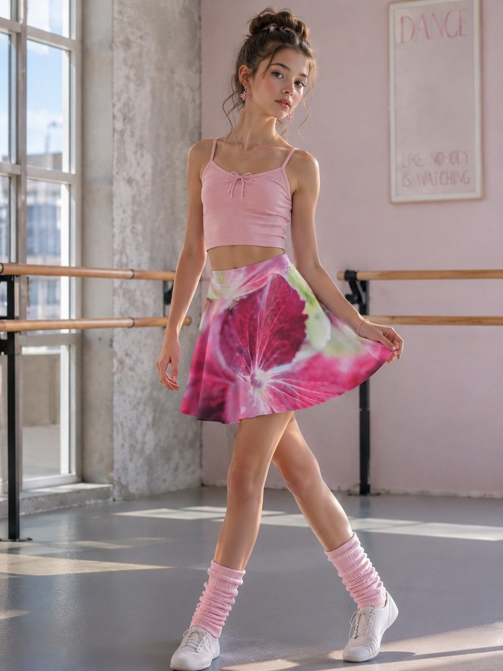 Art of Where Pink Floral Skater Skirt M Fairycore Balletcore Y2K Coquette Dance